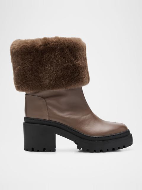 Giuseppe Zanotti Leather Ankle Boots with Shearling Cuff