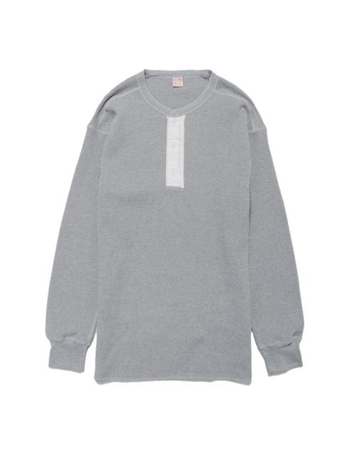 The Real McCoys MC24122 Waffle Thermal Henley Undershirt L/S Medium Gray