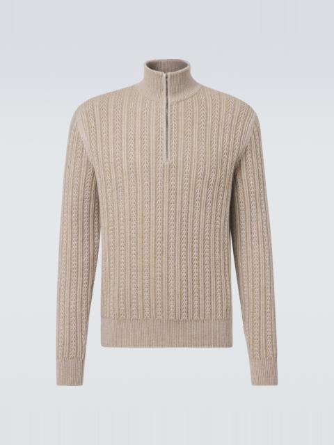 AGNONA Cashmere, wool, and silk half-zip sweater