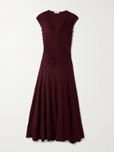 Alaïa Pleated Wool Midi Dress