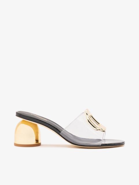 Larroudé Margherita Clear Mule Black Patent Leather