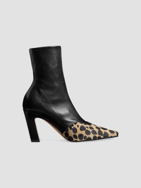 KHAITE Women's Nevada 85MM Leather & Calf Hair Ankle Boots - Camel Black