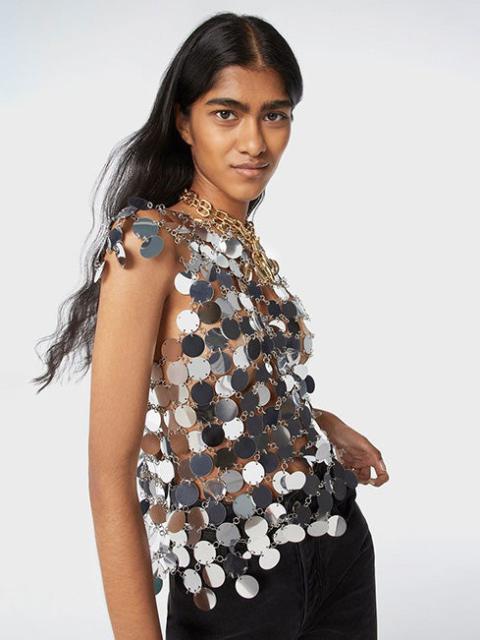 Paco Rabanne THE ICONIC SILVER SPARKLE DISCS TOP