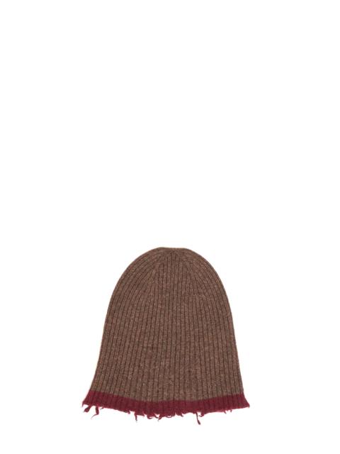 UMA WANG Brown ribbed cashmere knit beanie