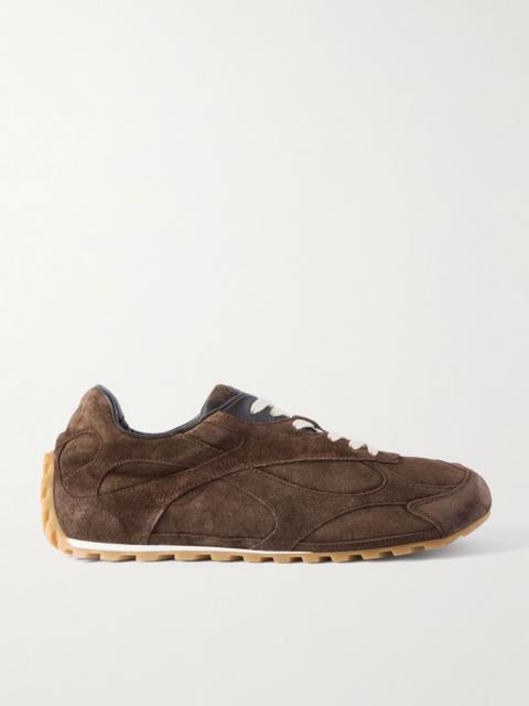 Bottega Veneta Orbit Flash Leather-Trimmed Suede Sneakers Brown