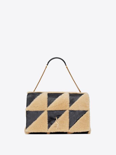 jamie giant chain bag "carré rive gauche" in suede and shearling patchwork