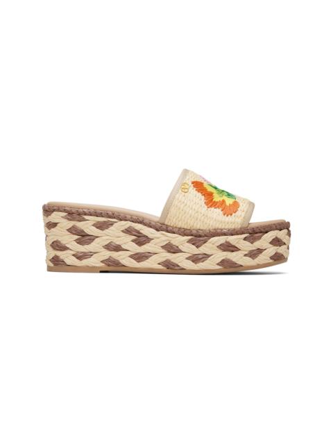 Valentino Beige Slide Espadrillas Sandals