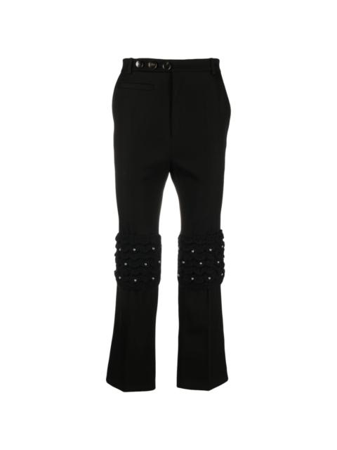 cropped crystal-embellished flared trousers