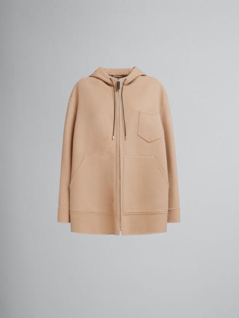 BEIGE WOOL-CASHMERE PARKA WITH MARNI MENDING