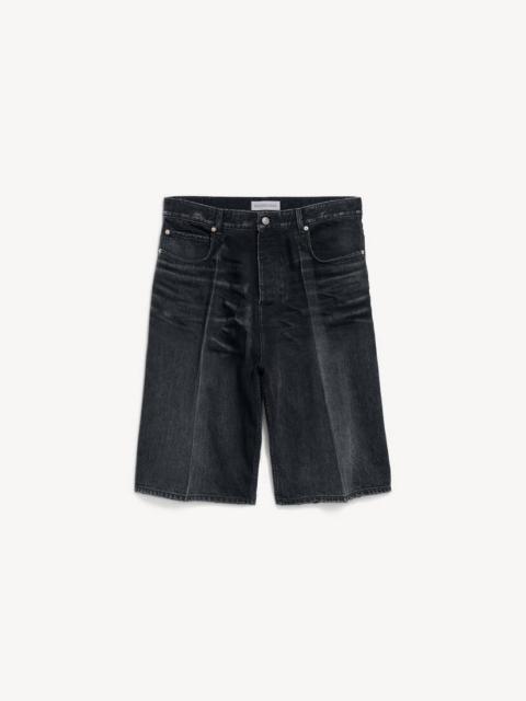 BALENCIAGA Men's Denim Stay Press Shorts in Black