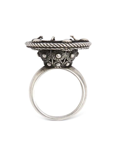 Ann Demeulemeester engraved stone-embellished ring