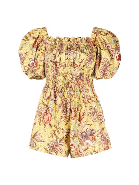 Arlo floral-print cotton playsuit