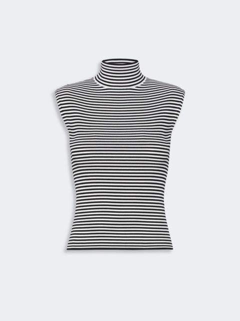 Max Mara PEPATO Sleeveless viscose crepe polo-neck sweater - BLACK WHITE
