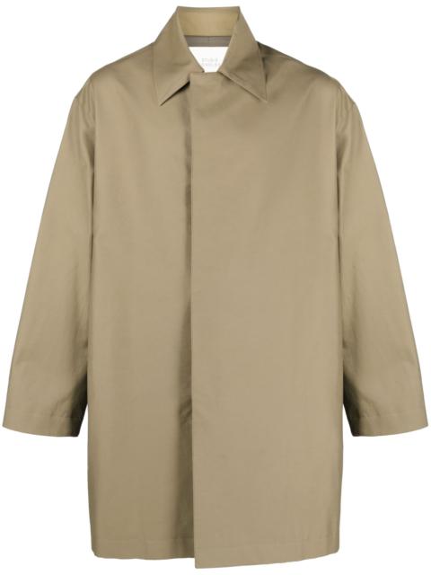 Brown Pointed-Collar Midi Coat