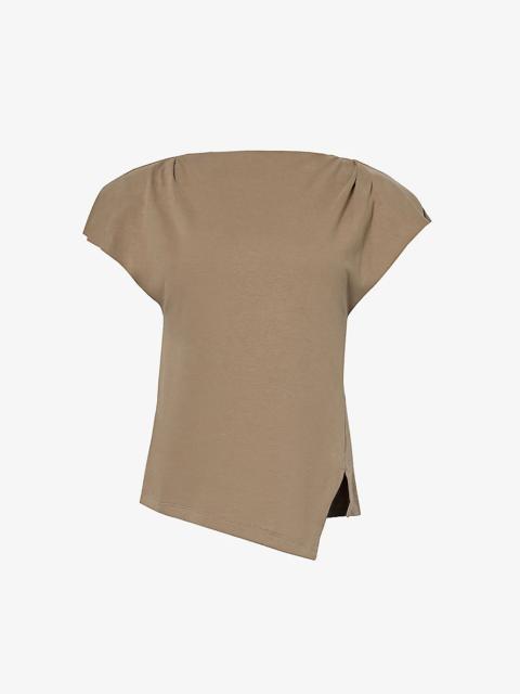 Sebani padded-shoulder cotton-jersey top