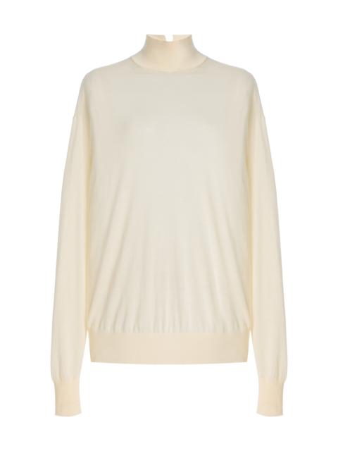 Another Tomorrow Wool Turtleneck Sweater off-white