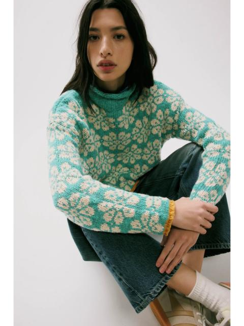 FREE PEOPLE Opal Rollneck Knit Patterned Sweater