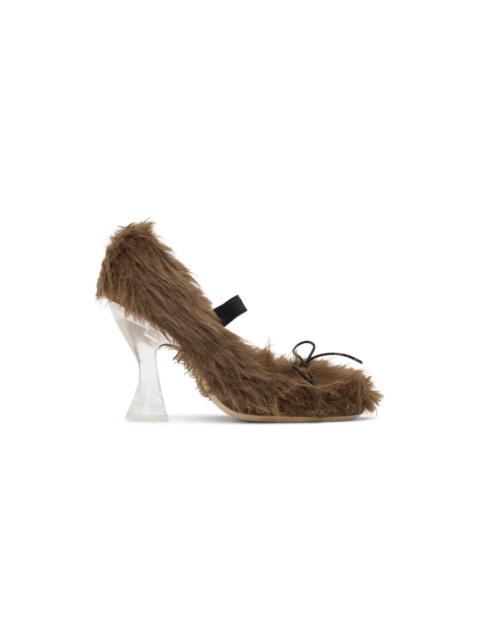 Simone Rocha Brown Faux-Fur Ballerina Heels