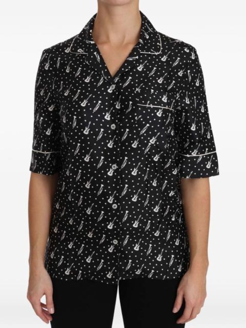 Dolce & Gabbana musical-instrument polka-dot silk shirt