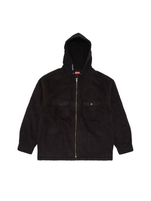 Supreme Supreme Fleece Zip Up Hooded Shirt 'Black'