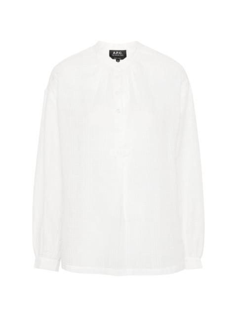 plaid-check cotton blouse