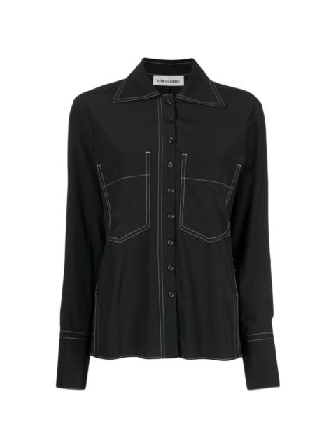 contrasting-stitch straight-cut shirt