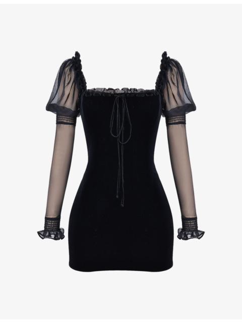 House of CB Syana square-neck stretch-velvet mini dress