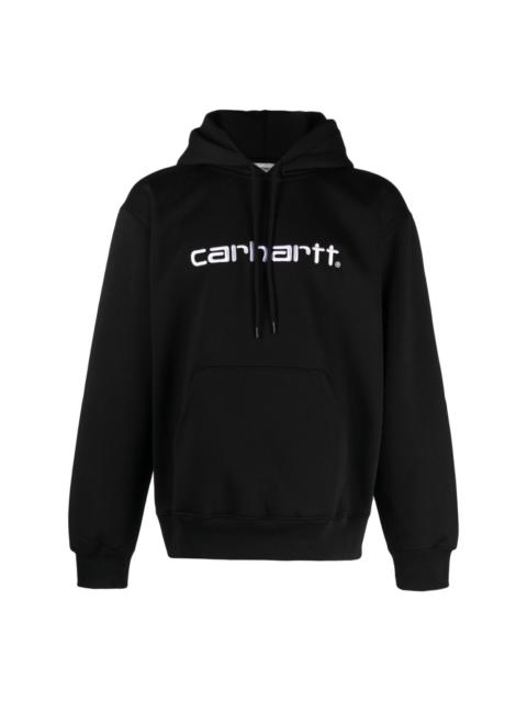 logo-embroidered jersey hoodie