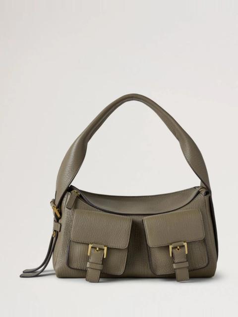 Mulberry Maggie Shoulder Bag Linen Green Natural Grain