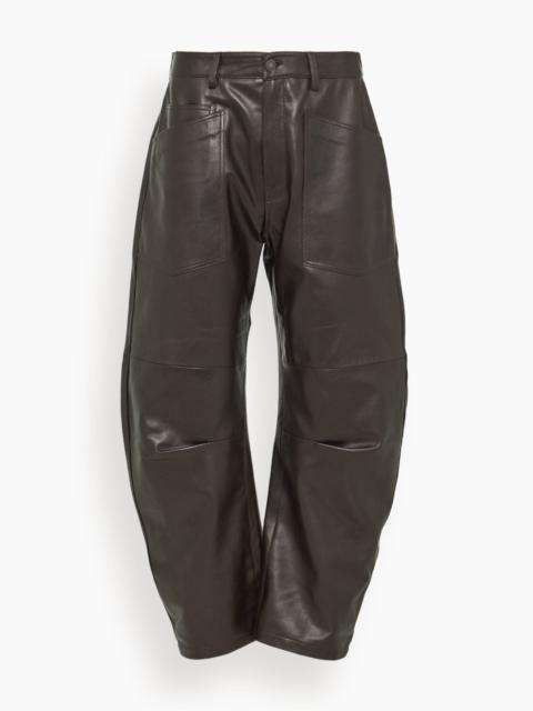NILI LOTAN Shon Leather Pant in Dark Brown