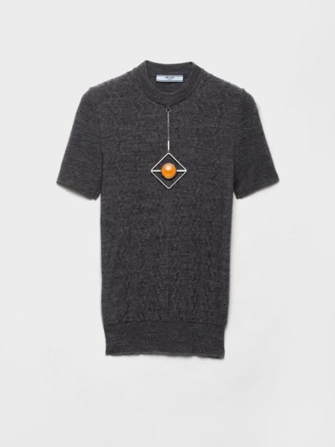 Prada Short-sleeved wool sweater with pendant