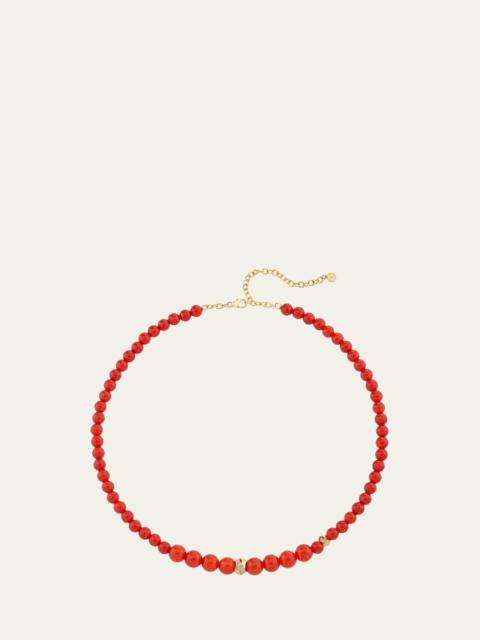 SYDNEY EVAN 14K Diamond Tri-Linked Rondelle on Red Carnelian Necklace