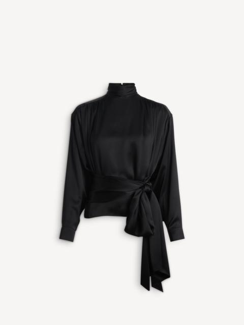 Balmain Silk satin blouse with tie detail