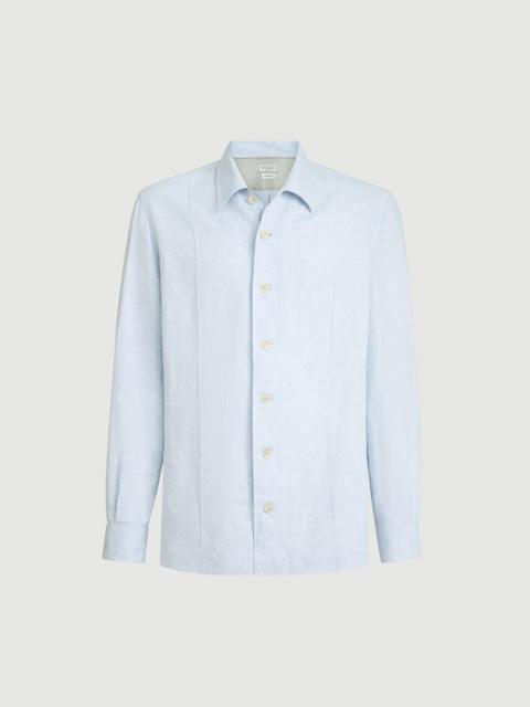 Brunello Cucinelli Hemp, linen and cotton diagonal easy fit shirt with Crête details