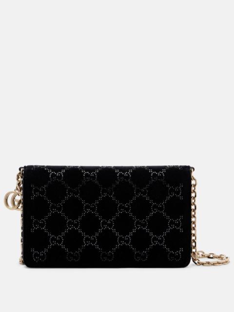 GUCCI GG Crystal velvet wallet on chain