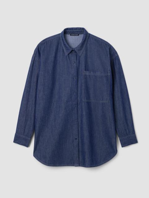EILEEN FISHER Lightweight Organic Cotton Denim Classic Collar Long Shirt