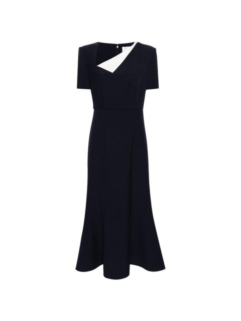 asymmetric-neck crepe maxi dress