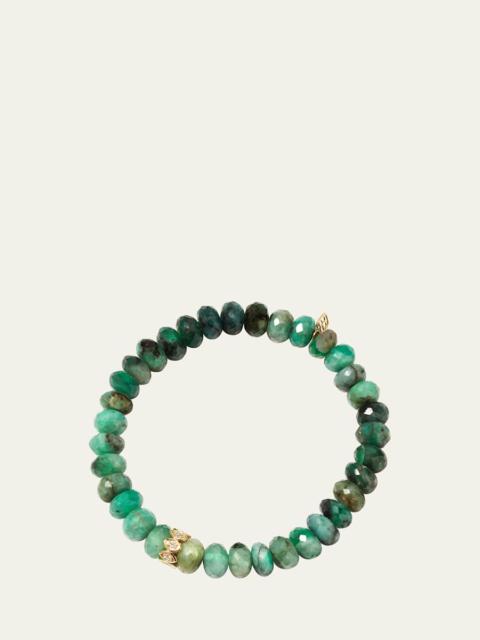 SYDNEY EVAN 8mm Natural Emerald Bracelet with Marquise Evil Eye Rondelle