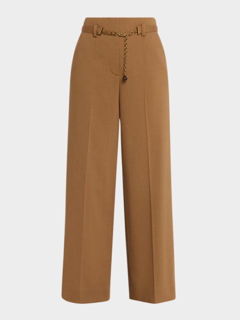 VERONICA BEARD McGrath Wide-Leg Pants with Chain Belt
