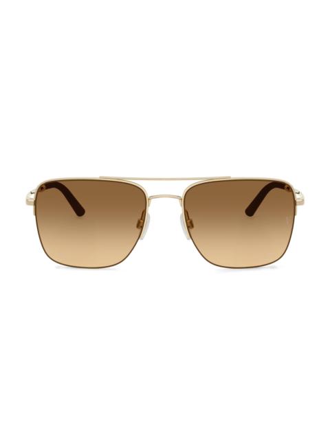 Oliver Peoples Men's X Roger Federer 56MM Aviator Sunglasses - Gold Brown