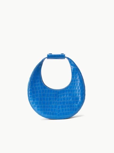 STAUD STAUD MINI MOON BAG ISLAND BLUE CROC EMBOSSED