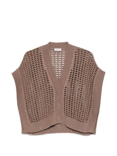 PESERICO V-neck open-knit cardigan