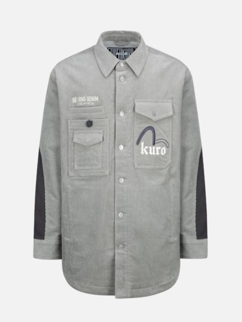 EVISU Logo Embroidered Corduroy Shirt Jacket with Sleeves Blocking