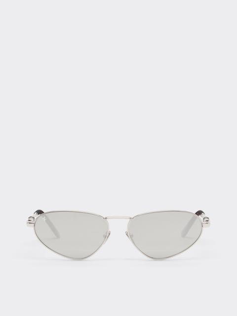 Ferrari Polished silver metal sunglasses with light grey lenses with a silver mirror finish