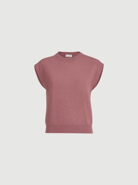 Brunello Cucinelli Cashmere knit t-shirt with monili