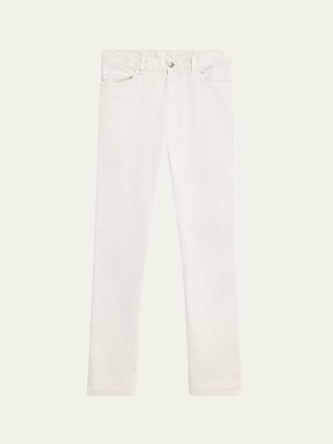 ZEGNA Men's Light Grey Linen 5-Pocket Jeans