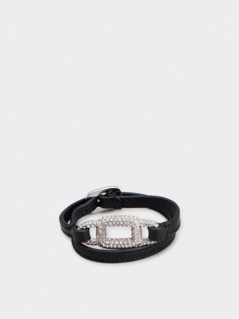 Viv' Choc Strass Bracelet in Leather