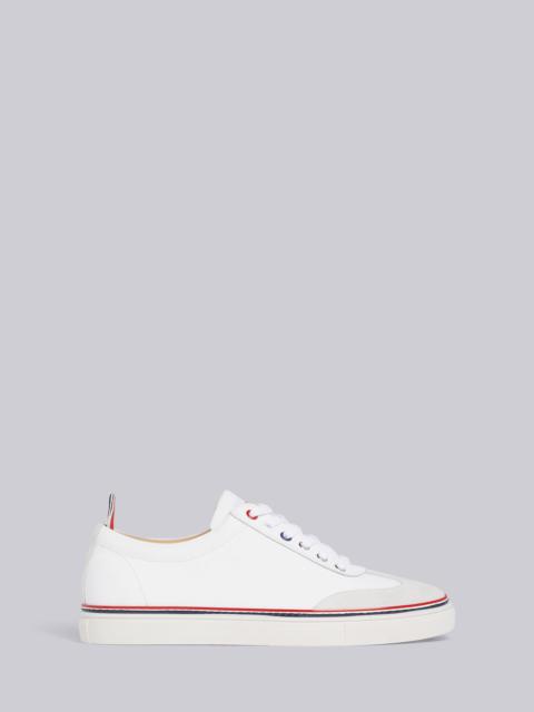 Thom Browne White Rubberizesd Calfskin Lo-Top Trainer