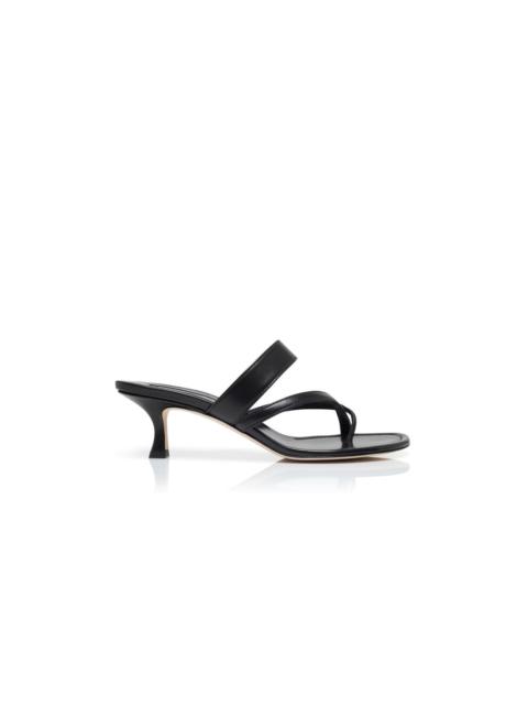 Manolo Blahnik Black Nappa Leather Mules