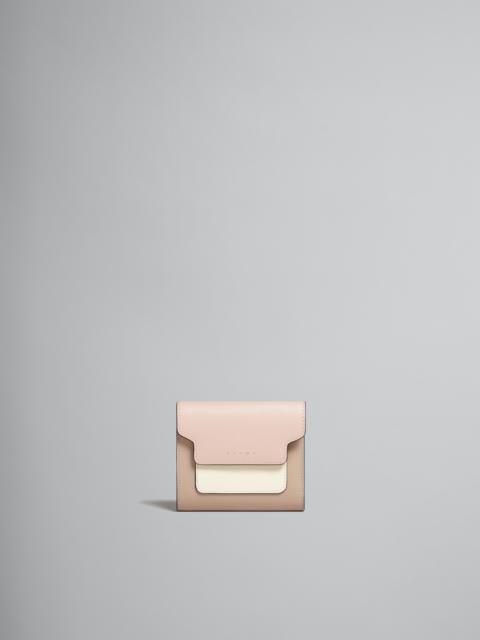 PINK WHITE AND BEIGE SAFFIANO LEATHER WALLET